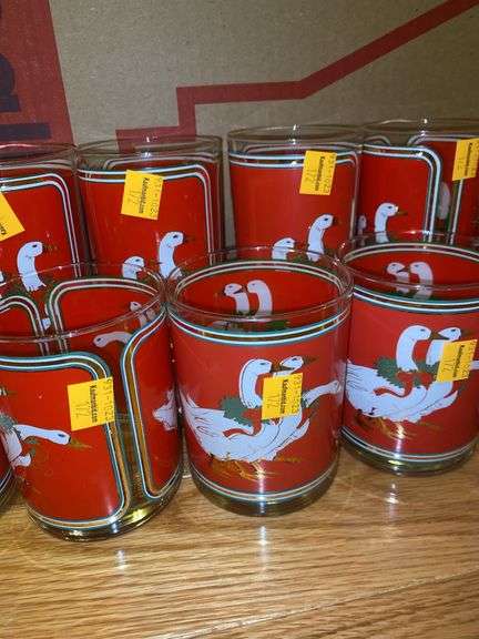 (10) Christmas Geese Glass Cups