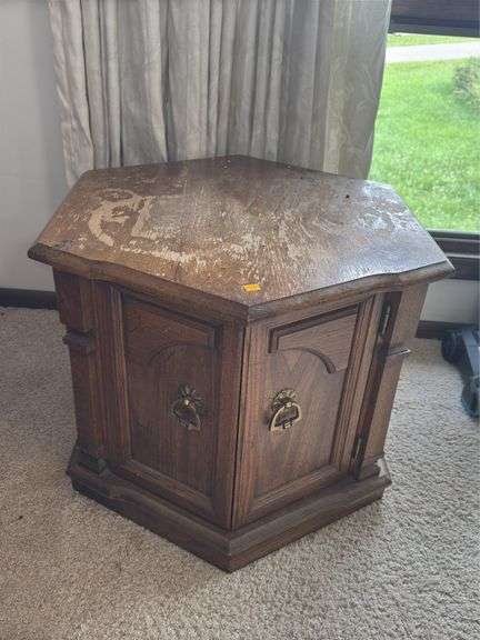 Wooden Hexagon End Table