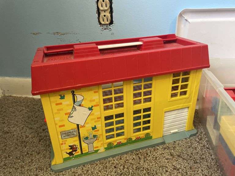Kids toys - Fisher Price hospital, building blocks, and pirate ship and figures