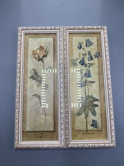 PAIR OF WALL ART AND MIRROR