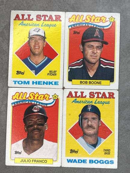 1987 & 1988 Topps All Stars (Tom Henke, Wade Boggs, Bob Boone, Julio Franco)
