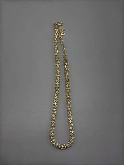 PAIR OF GLORIA VANDERBILT SILVER AND GOLD TONE CRYSTAL MESH CHAIN COLLARS AND WORTHINGTON BRACELET