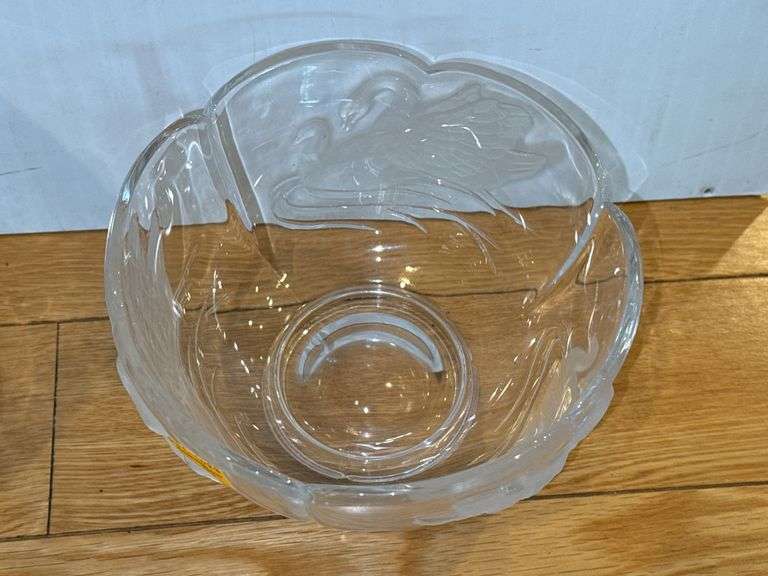 Glass Swan Candy Dish and Glass Floral Dish w/ Lid