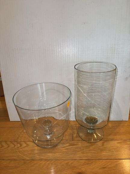 (2) Pedestal Glass Candle Holders