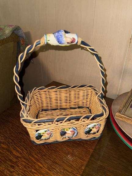 TUPPERWARE BOWLS, KELLOGGS TIN, SERVING PLATES, WOVEN BASKET