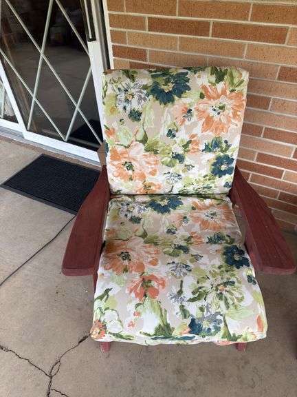 WOODEN PATIO SET OF TWO CHAIRS AND TABLE WITH CHAIR COVERS