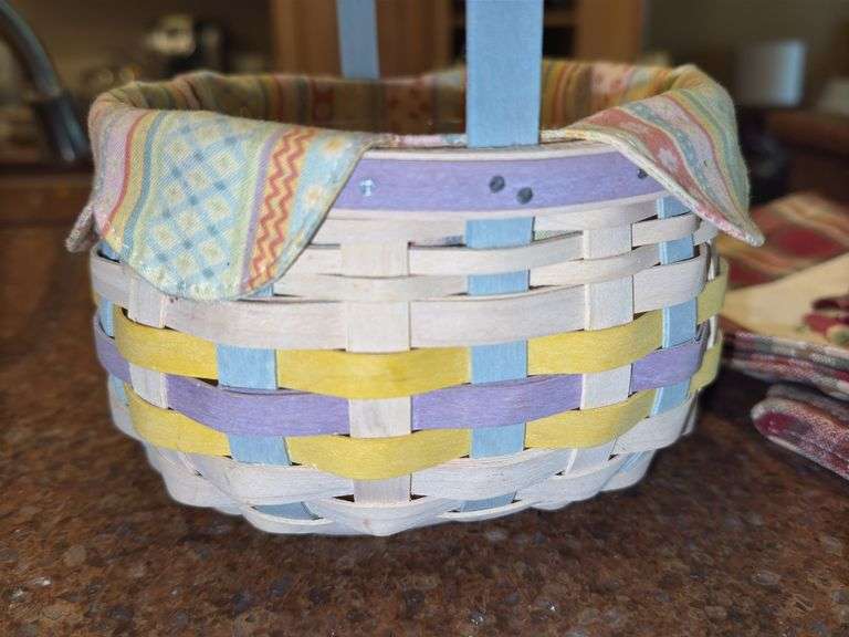 2005 Longaberger Inaugural Basket, Longaberger Easter Basket, and Longaberger Apple Carrying Bag