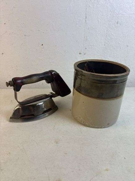 Sad Iron ,Crock w/Small Hairline Crack