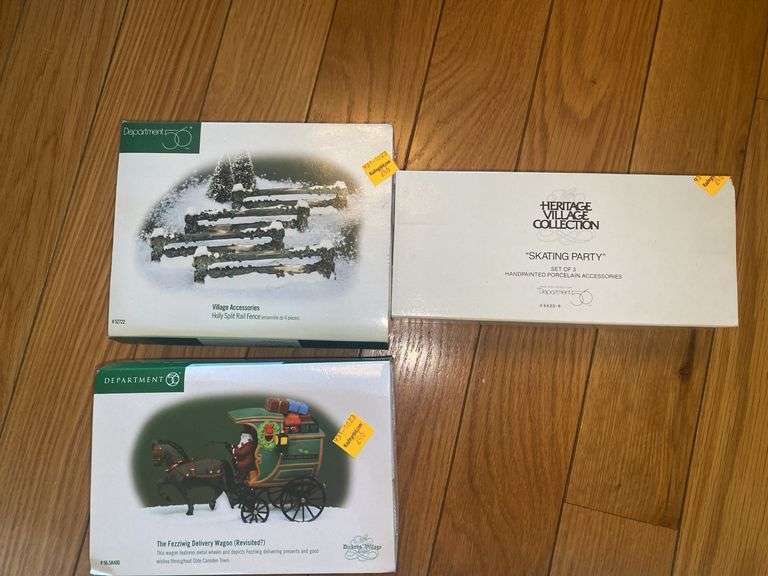Department 56/Heritage Village Collection “The Fezziwig Delivery Wagon”, “Holy Split Rail Fence” and