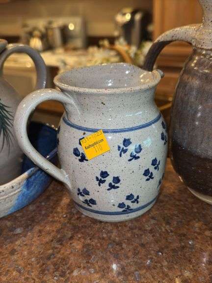 Assortment of Pottery Pitchers and Apple Pottery Bowl