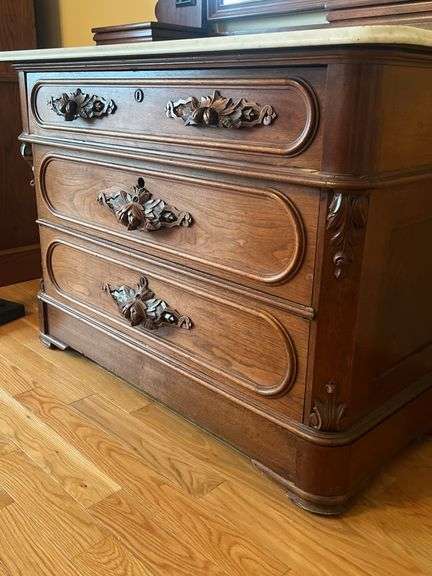 Antique Victorian Marble Top Dresser with Mirror