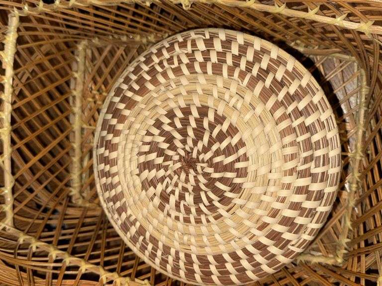 WOVEN BASKETS, POLAROID CAMERA WITH INSTANT FILM, AND PANASONIC LUMIX CAMERA