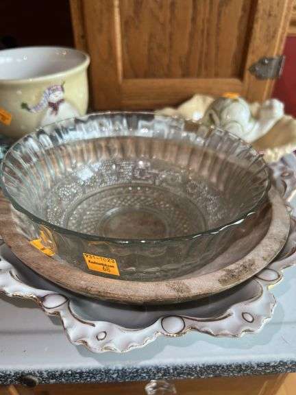 Assorted Glassware and Wooden Bowl