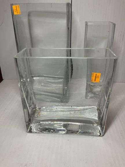 3 Fluted Glass Vases