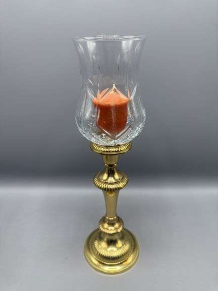 VINTAGE GLASS AND BRASS CANDLE HOLDERS