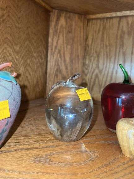 (5) Apples (3 Glass, 1 Ceramic, 1 Wood)