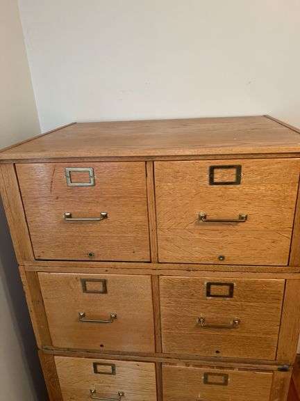 The Globe-Wernicke Co. Oak Stackable Filing Cabinet Tower (4pcs)