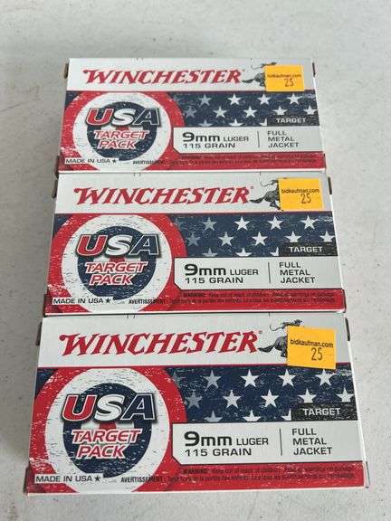 (3) Winchester 9mm 115 Grain