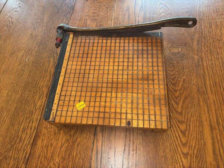 Vintage Wood Cast Iron Paper Cutter