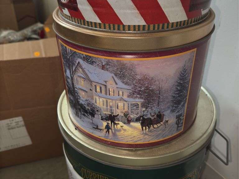 Assortment of Empty Christmas Tins