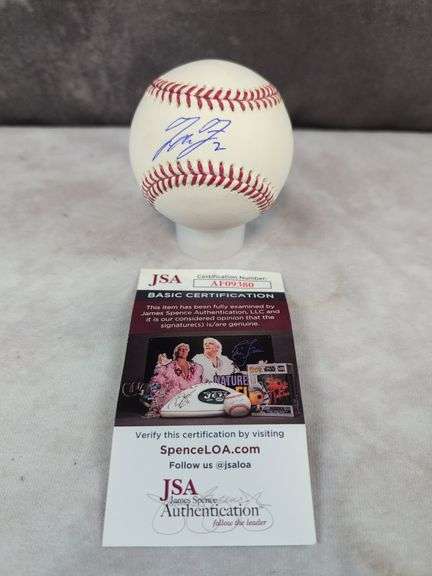Tyler Freeman signed MLB baseball, JSA