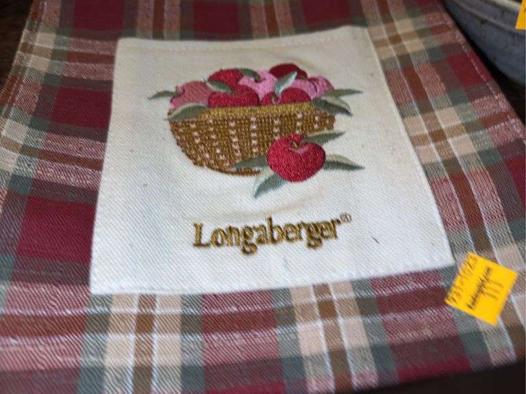 2005 Longaberger Inaugural Basket, Longaberger Easter Basket, and Longaberger Apple Carrying Bag