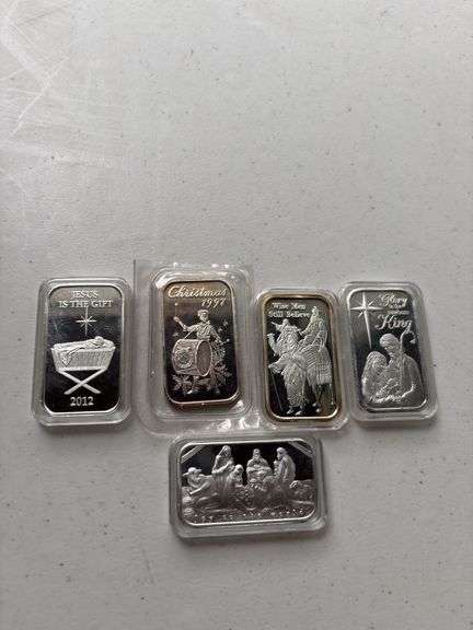 5-1 Troy Oz. Silver Christmas Squares