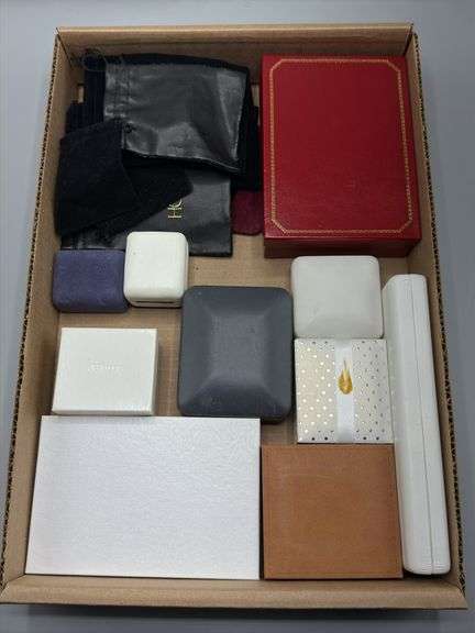 ASSORTED RING/JEWELRY BOXS AND POUCHES