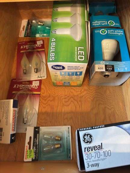 CONTENTS OF CABINETS, SHEETS, LIGHTBULBS, AIR FRESHENERS AND PLUG-INS, BATTERY POWERED LANTERNS, SEW