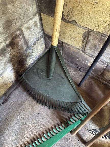 YARD TOOLS: YARD RAKES, GARDEN RAKES, SHOVEL, HOE, BROOMS