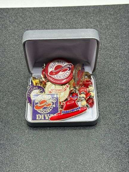 RED HAT SOCIETY BROOCHES, PINS, BRACELET