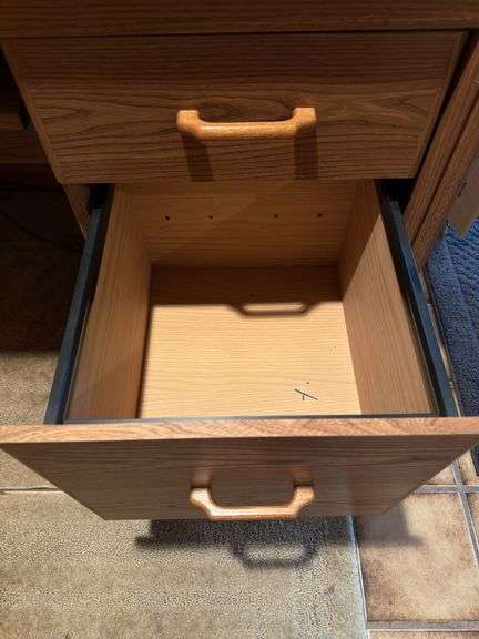WOODEN COMPUTER DESK WITH ROLLING DESK CHAIR