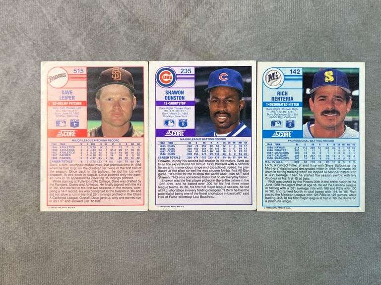 1989 SCORE Baseball Cards