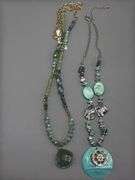 VARIETY OF BEADED AND TURQUOISE NECKLACES AND PAIR OF MATCHING EARRINGS