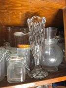 CONTENTS OF CABINET MEASURING CUPS, JARS, VASES