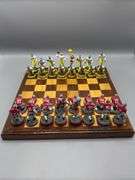 CUSTOM OHIO VS MICHIGAN CHESS SET WITH HEAVY LEAD CHESS PIECES AND WOOD CHESS BOARD