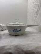 CORNINGWARE BLUE CORNFLOWER FRYING PANS, MINI CASSEROLE DISHES