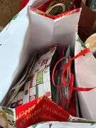 ASSORTMENT OF CHRISTMAS ITEMS: BAGS, WEEATH, ORNAMENTS, SIGNS AND MORE