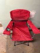 OZARK TRAIL CAMP CHAIR AND OUTDOOR COLLAPSIBLE/FOLDABLE ROUND BEACH/CAMPING TABLE WITH CARRYING CASE
