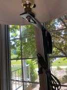 Metal Base Floor Lamp w/ Faux Leather Lamp Shade