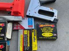 Electric Staple Gun, Stanley Staple Gun, Assortment of Boxes of Staples
