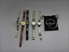 VINTAGE FLORAL JEWELRY BOX WITH CONTENTS OF JEWELRY AND WATCHES INCL. SEIKO, CITIZEN, FOSSIL, PRECIS