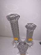 (3) Crystal Glass Candlestick Holders