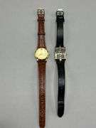 VINTAGE FLORAL JEWELRY BOX WITH CONTENTS OF JEWELRY AND WATCHES INCL. SEIKO, CITIZEN, FOSSIL, PRECIS