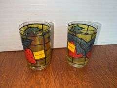(4) Strawberry Glass Cups