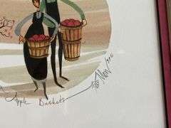 1997 P. Buckley Moss Apple Baskets 757/1000 Signed Lithograph