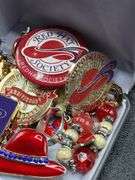 RED HAT SOCIETY BROOCHES, PINS, BRACELET