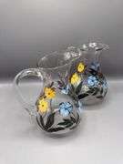PAIR OF ONEIDA HAND PAINTED PITCHERS