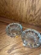 (2) Crystal Cut Glass Creamer and Sugar Set, (2) Crystal Cut Glass Salt and Pepper Shakers, (2) Glas