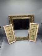 PAIR OF WALL ART AND MIRROR